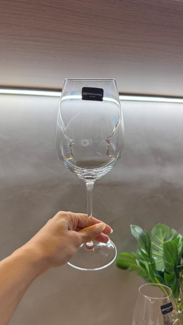 TAÇA PARA VINHO LAPIDADA PASSIONE EM VIDRO FRACALANZA - Imagem 2